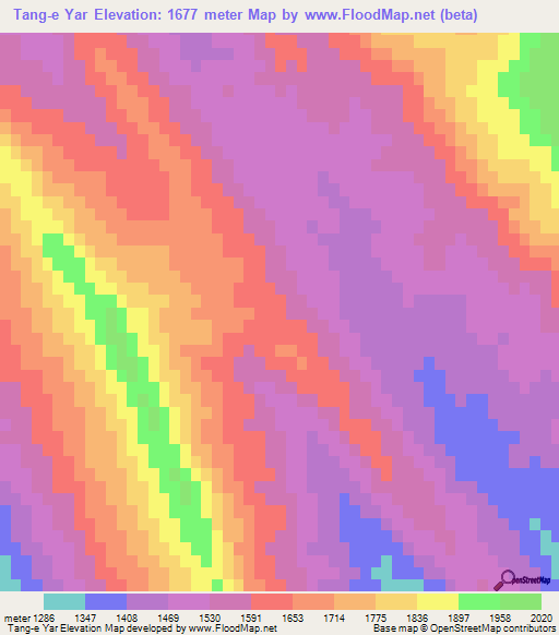 Tang-e Yar,Iran Elevation Map