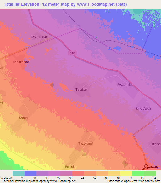 Tatalilar,Azerbaijan Elevation Map
