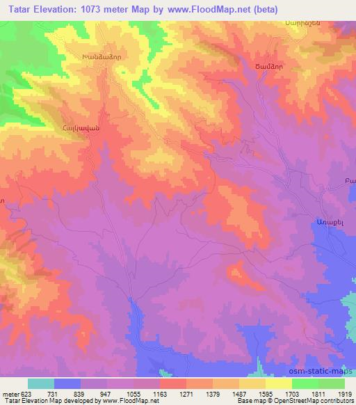 Tatar,Azerbaijan Elevation Map
