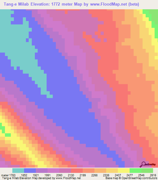 Tang-e Milab,Iran Elevation Map