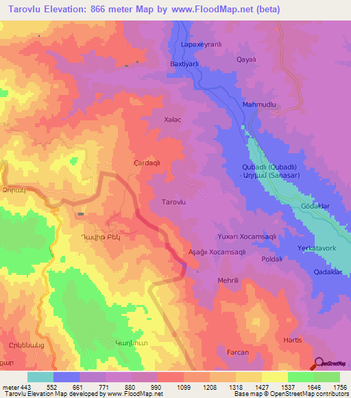 Tarovlu,Azerbaijan Elevation Map