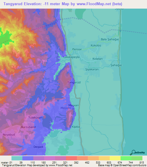 Tangyarud,Azerbaijan Elevation Map