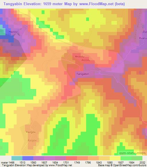 Tangyabin,Azerbaijan Elevation Map