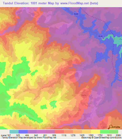 Tandul,Azerbaijan Elevation Map
