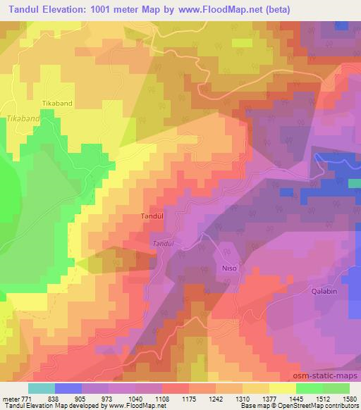 Tandul,Azerbaijan Elevation Map