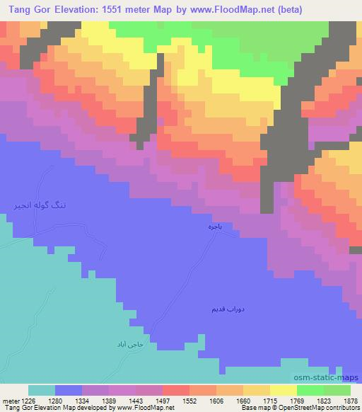 Tang Gor,Iran Elevation Map
