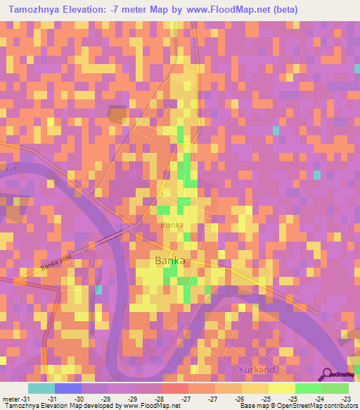 Tamozhnya,Azerbaijan Elevation Map