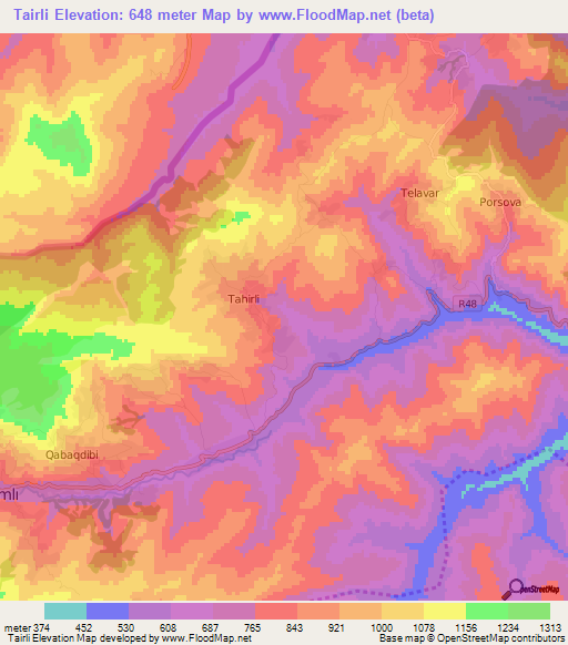 Tairli,Azerbaijan Elevation Map