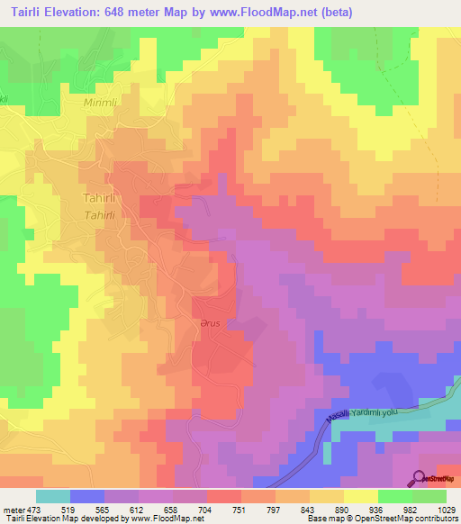 Tairli,Azerbaijan Elevation Map