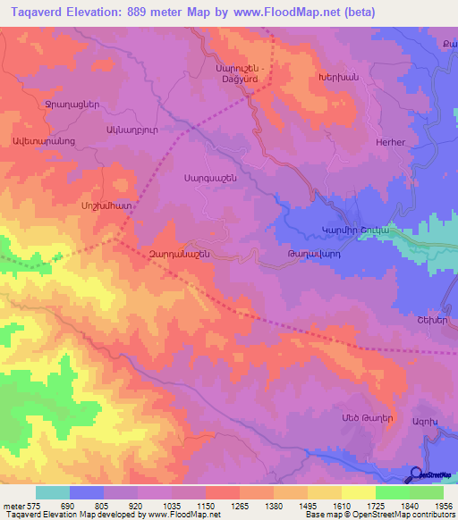 Taqaverd,Azerbaijan Elevation Map