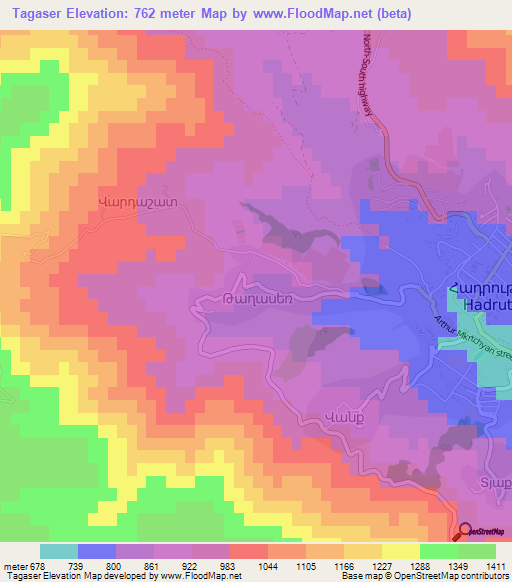 Tagaser,Azerbaijan Elevation Map