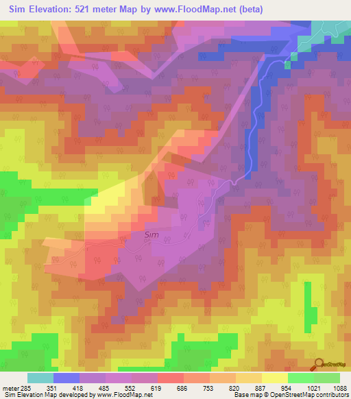 Sim,Azerbaijan Elevation Map