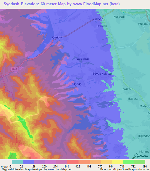 Sygdash,Azerbaijan Elevation Map