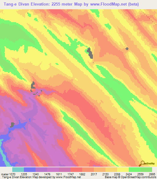 Tang-e Divan,Iran Elevation Map