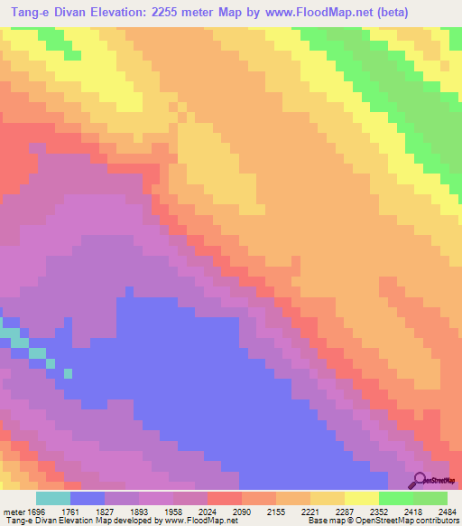 Tang-e Divan,Iran Elevation Map