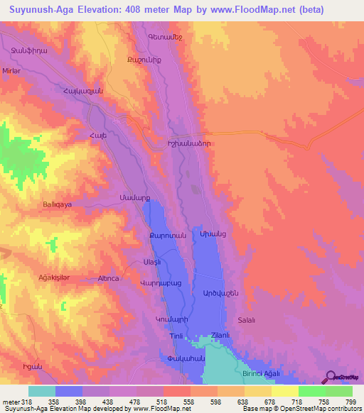 Suyunush-Aga,Azerbaijan Elevation Map