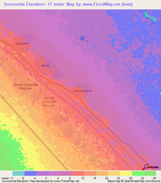 Suvorovka,Azerbaijan Elevation Map