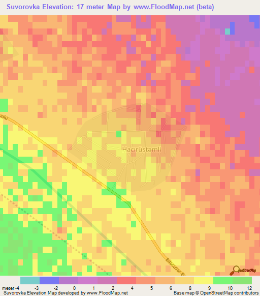 Suvorovka,Azerbaijan Elevation Map