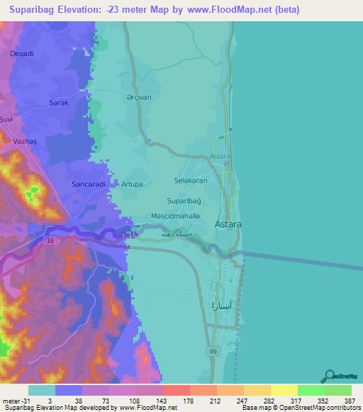 Suparibag,Azerbaijan Elevation Map