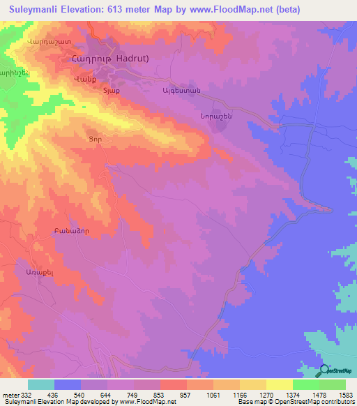 Suleymanli,Azerbaijan Elevation Map
