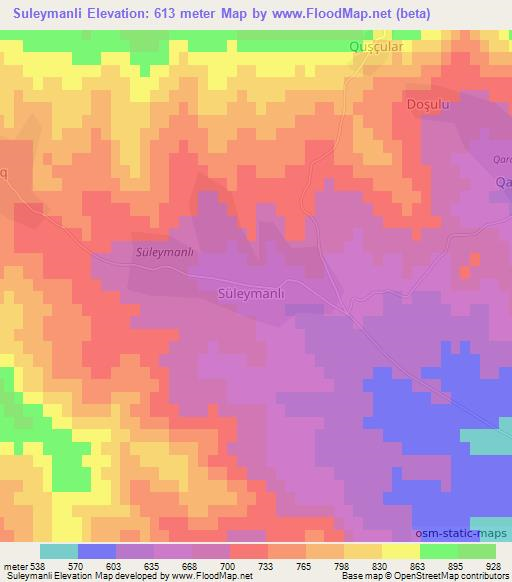 Suleymanli,Azerbaijan Elevation Map