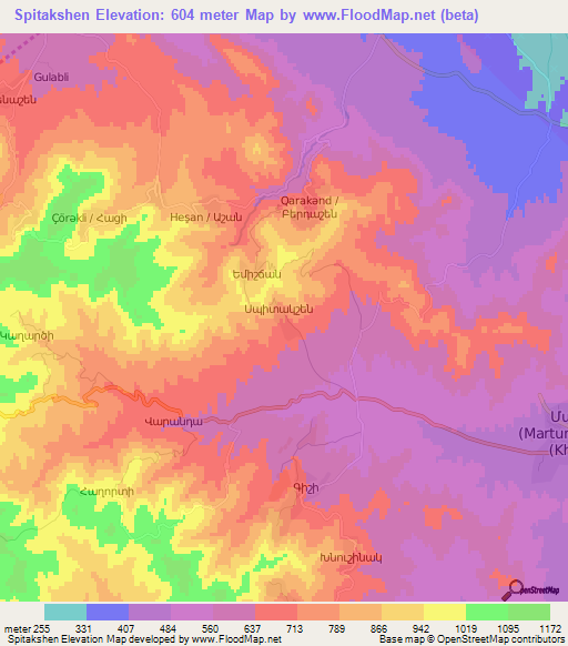 Spitakshen,Azerbaijan Elevation Map
