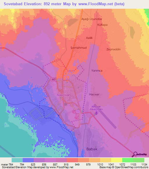 Sovetabad,Azerbaijan Elevation Map