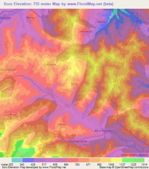 Soru,Azerbaijan Elevation Map