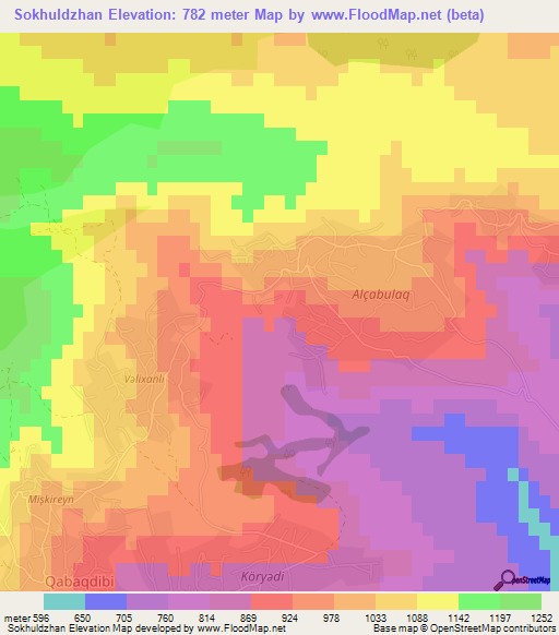 Sokhuldzhan,Azerbaijan Elevation Map