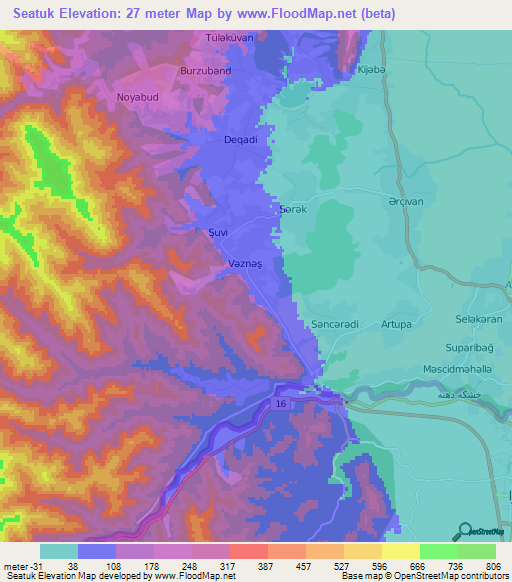 Seatuk,Azerbaijan Elevation Map