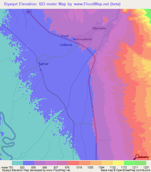 Siyaqut,Azerbaijan Elevation Map