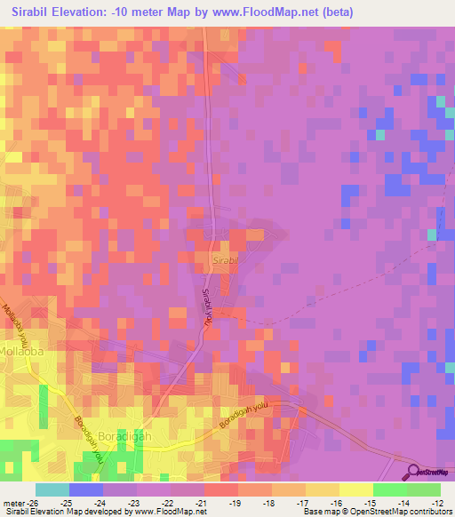 Sirabil,Azerbaijan Elevation Map