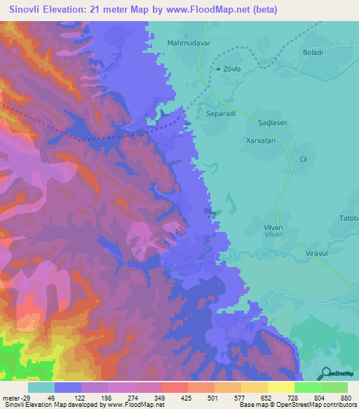 Sinovli,Azerbaijan Elevation Map