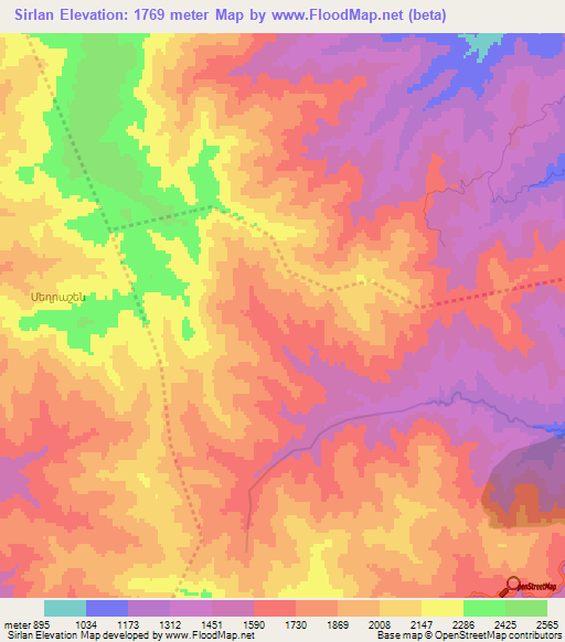 Sirlan,Azerbaijan Elevation Map