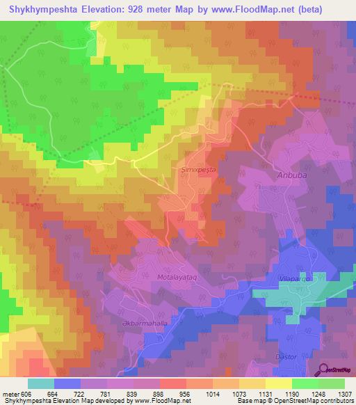 Shykhympeshta,Azerbaijan Elevation Map