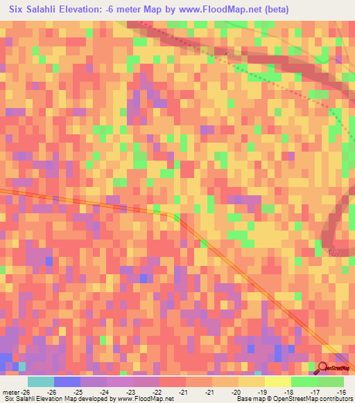 Six Salahli,Azerbaijan Elevation Map