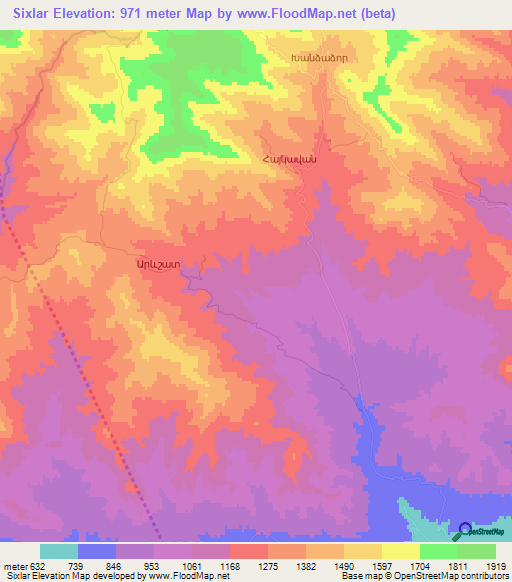 Sixlar,Azerbaijan Elevation Map