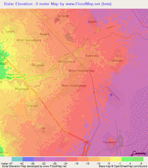 Sixlar,Azerbaijan Elevation Map