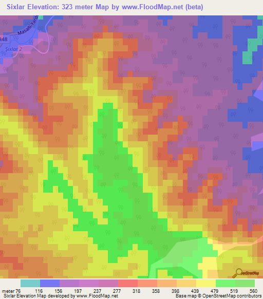 Sixlar,Azerbaijan Elevation Map