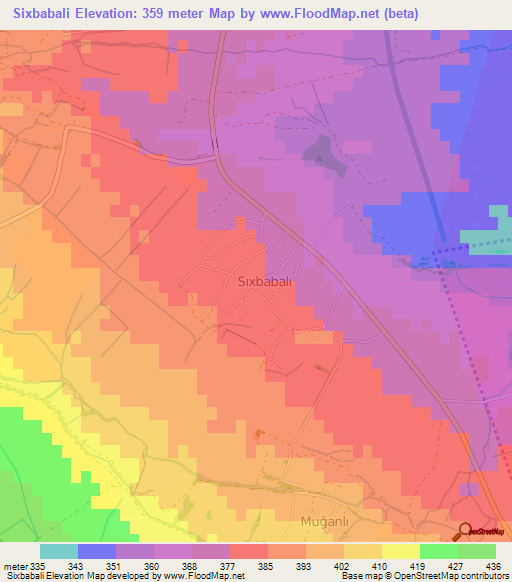 Sixbabali,Azerbaijan Elevation Map