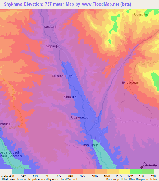 Shykhava,Azerbaijan Elevation Map