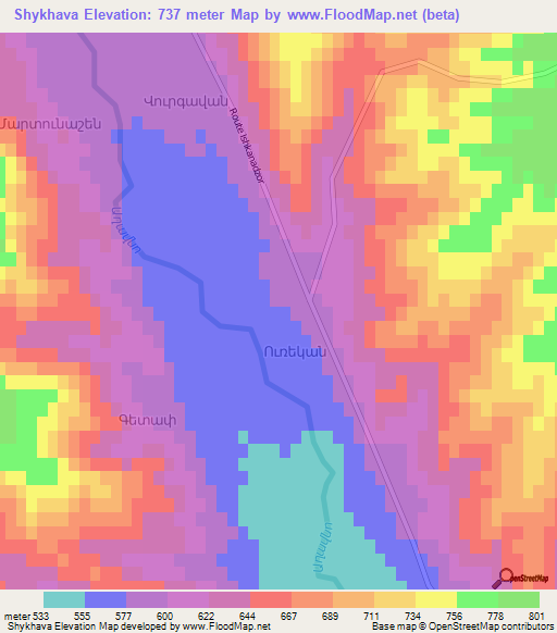 Shykhava,Azerbaijan Elevation Map