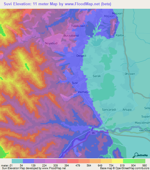 Suvi,Azerbaijan Elevation Map