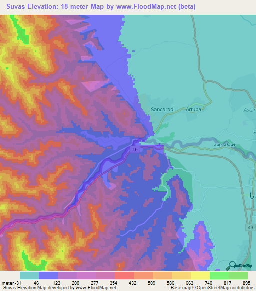 Suvas,Azerbaijan Elevation Map