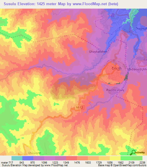 Susulu,Azerbaijan Elevation Map