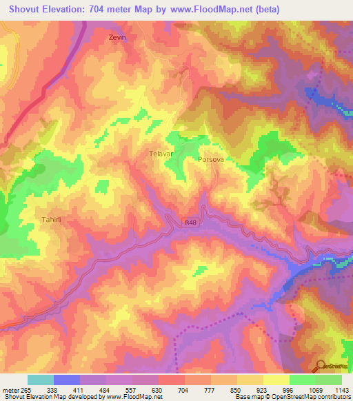 Shovut,Azerbaijan Elevation Map