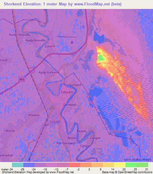 Shorkend,Azerbaijan Elevation Map