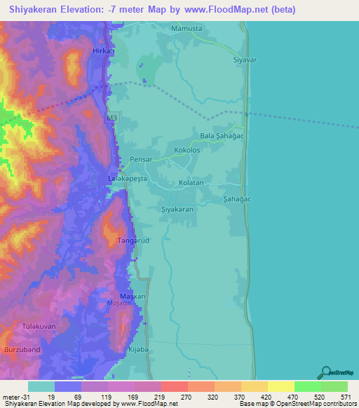 Shiyakeran,Azerbaijan Elevation Map
