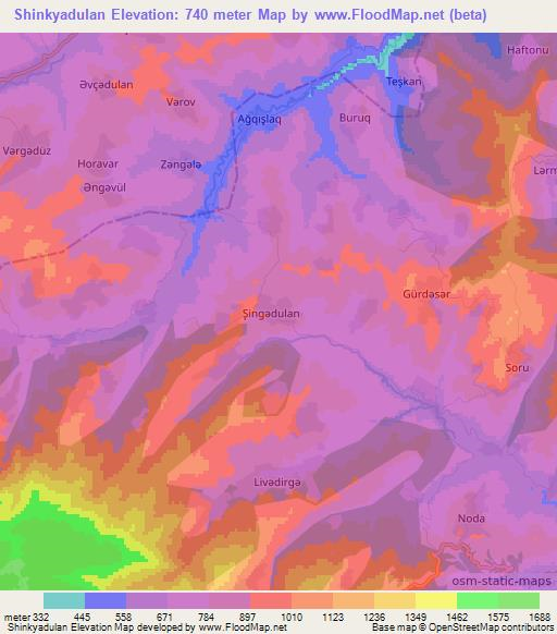 Shinkyadulan,Azerbaijan Elevation Map