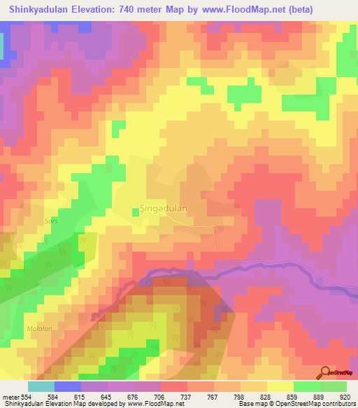 Shinkyadulan,Azerbaijan Elevation Map